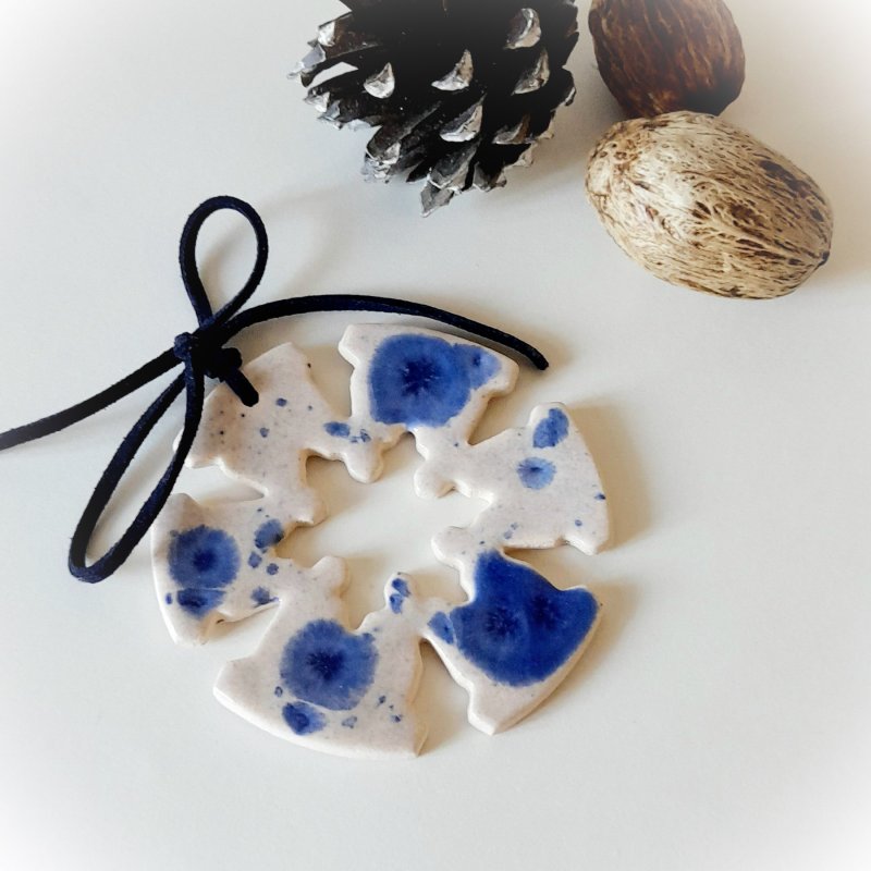 Decorațiune ceramică - fulg albastru